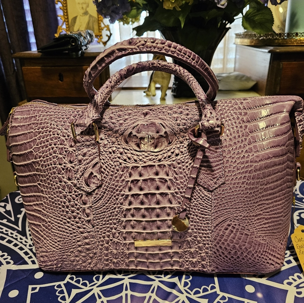 Croc Embossed Tote/Weekender Bag Purple. VGC